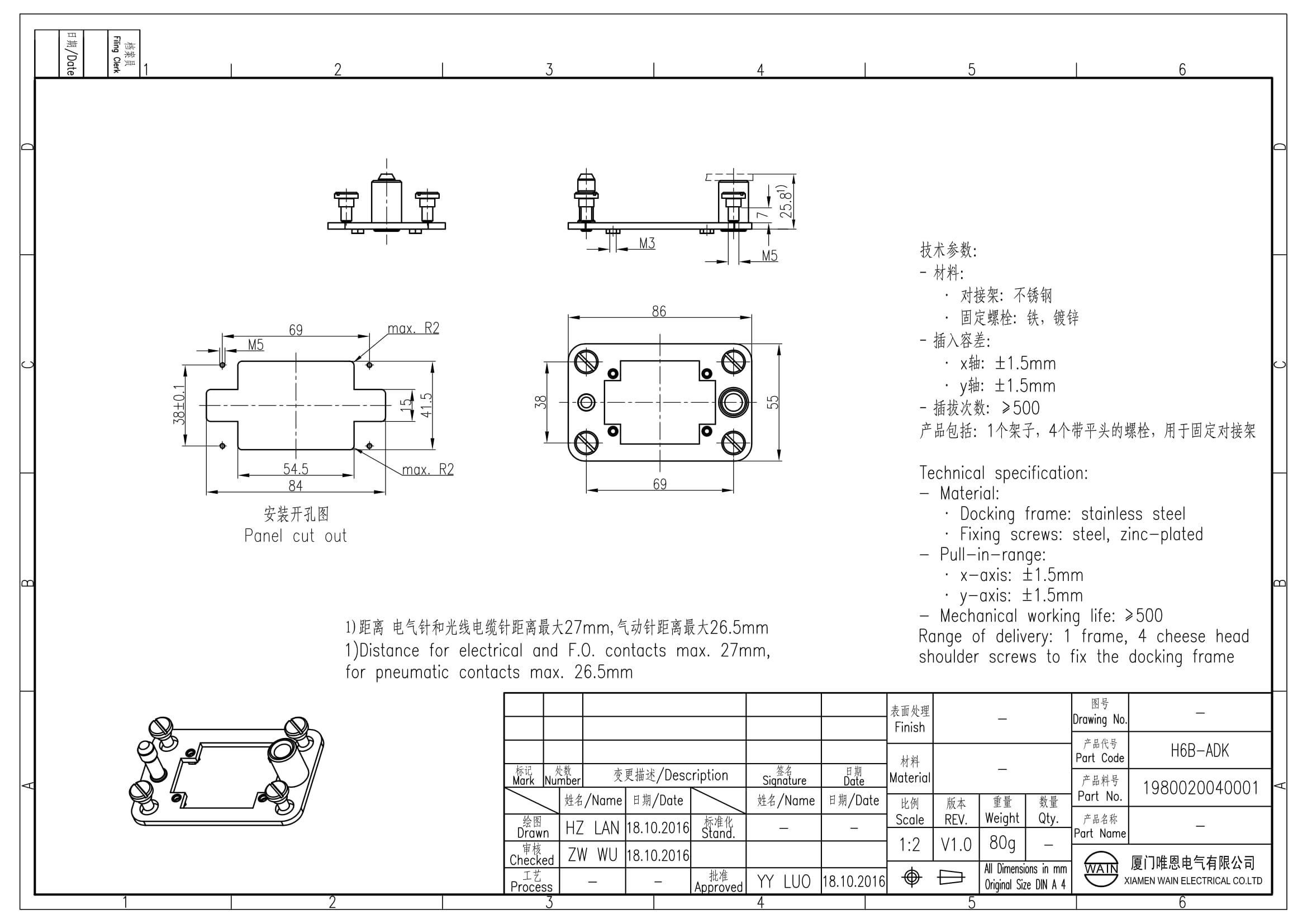 Рамка H6B-ADK 1980020040001: Описание