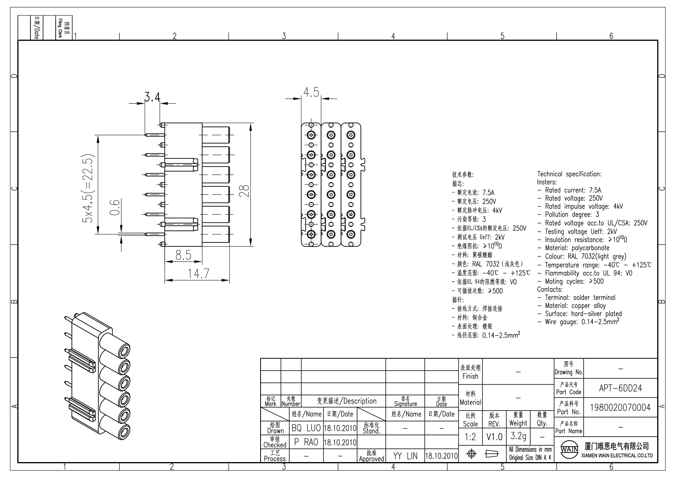 Переходник для печатных плат APT-6DD24 1980020070004: Описание