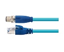Цилиндрический соединитель-вилка/RJ45 (каб. сборка) M12-M04D-T/RJ45-T-1.5-PUR-Cat.5e 1630040014021 - фото 1